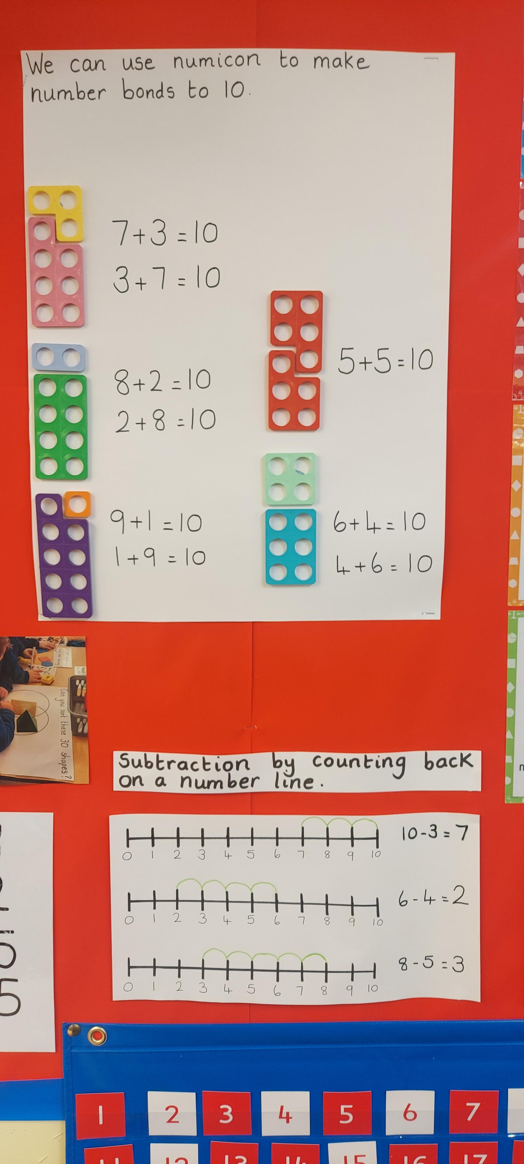 We use our maths working wall and resources to help us.